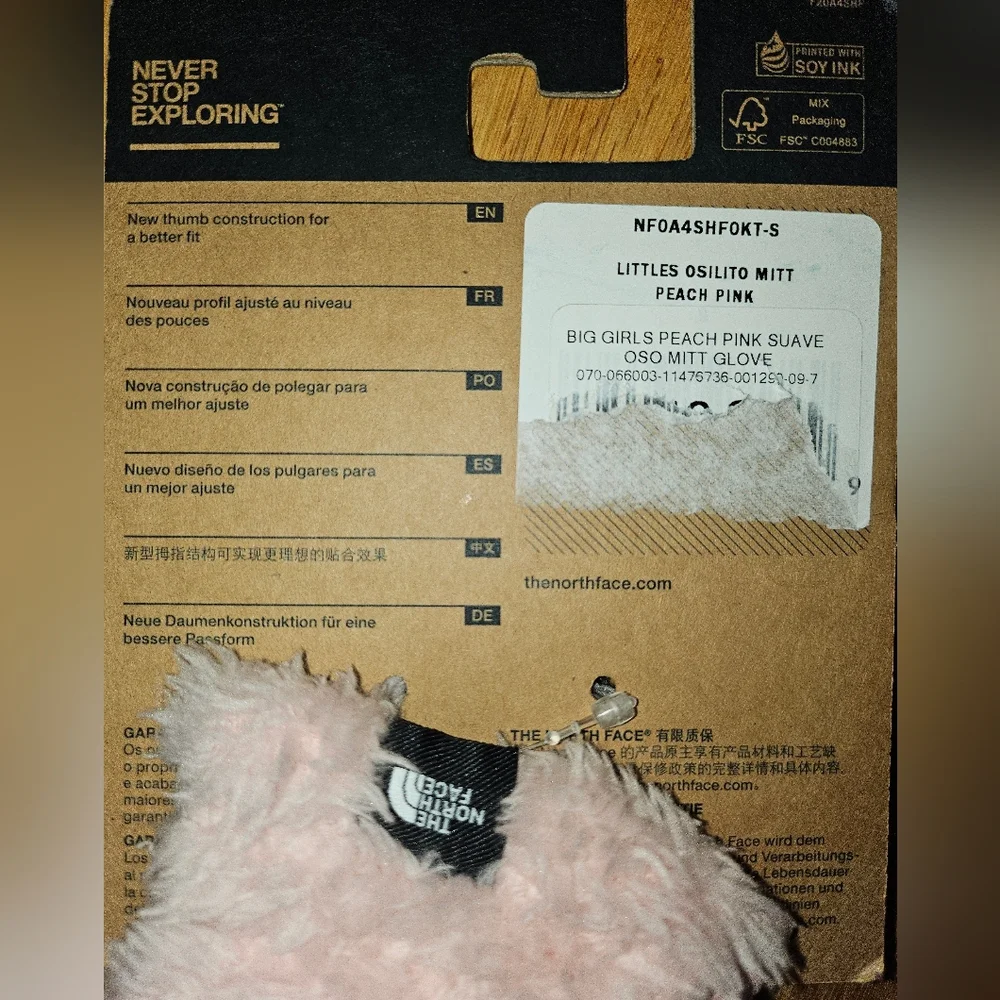 The North Face Girls Mittens in Light Pink with Faux-Fur Trim NWT Small